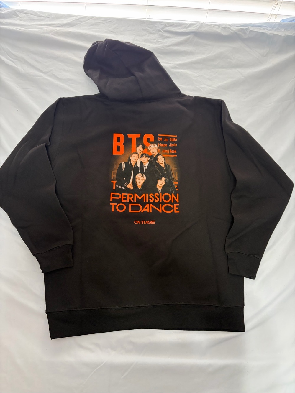 BTS Permission to Dance On Stage Black Graphic Photo Hoodie Size Large